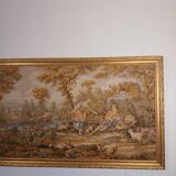 Large jacquard tapestry with a gilded wooden frame – 163x83 cm.