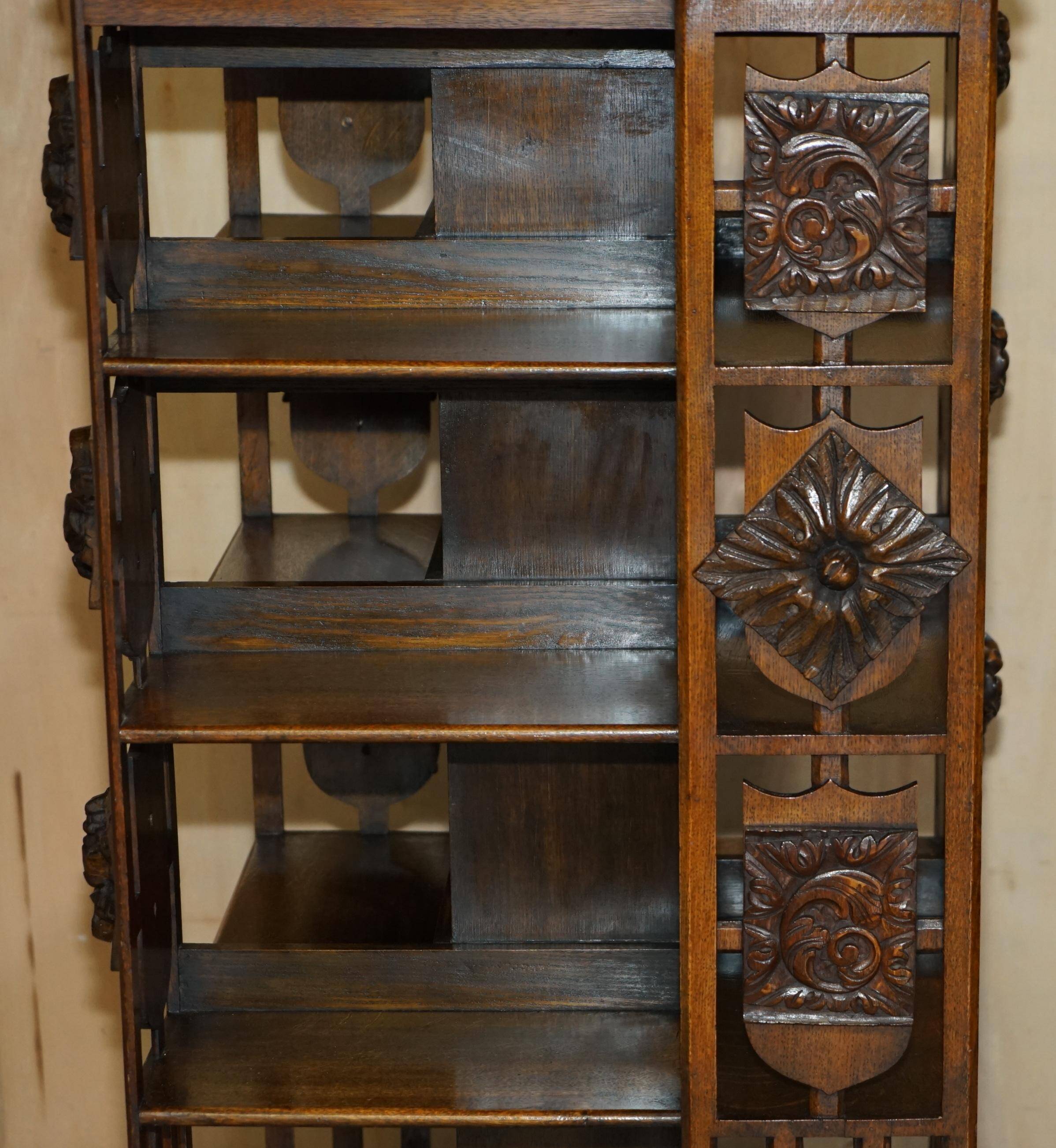 Antique Art Nouveau Victorian hand-carved revolving library.