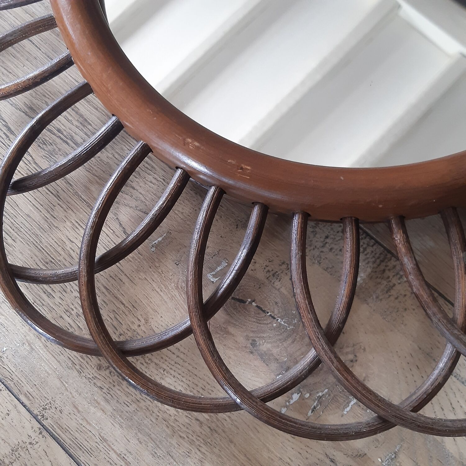 Vintage rattan sun mirror