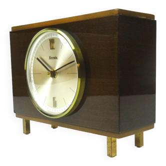 Beautiful rare mid century 60s teak desk clock by Hermle