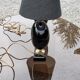Pair of 70s designer lamps in black ceramic and gold metal