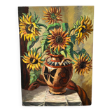 The sunflowers, knife technique on panel.