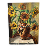 The sunflowers, knife technique on panel.