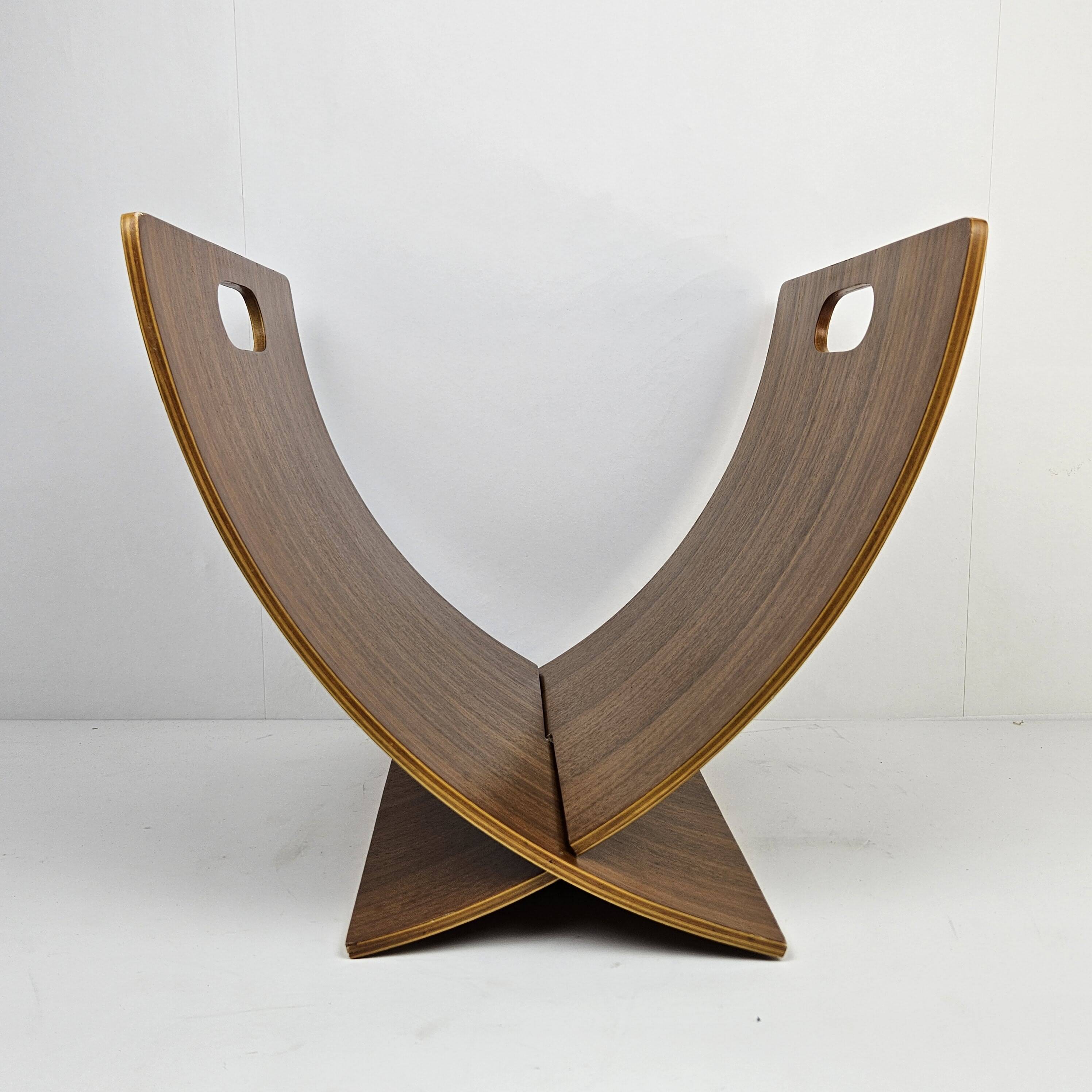 Scandinavian Magazine Rack in Teak Veneered Plywood, 1970's