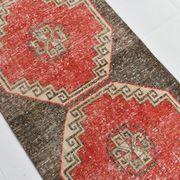 3x10 Red Brown Tribal Pattern Vintage Runner Rug, 78x305Cm
