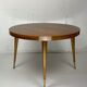 Italian round table with tapered brass leg ends, 1950s