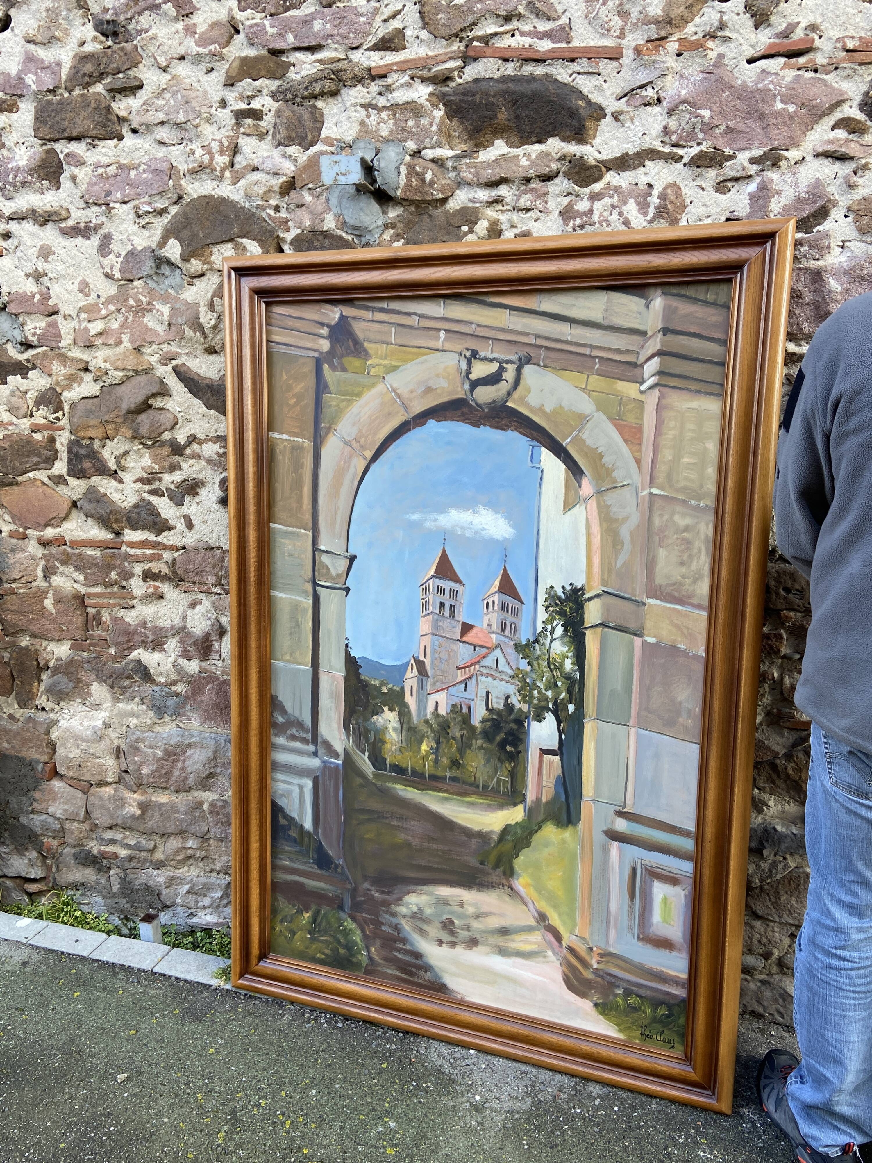 XXXL painting Alsatian landscape MURBACH Abbey By Théo Claus