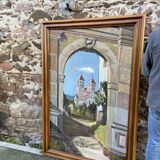 XXXL painting Alsatian landscape MURBACH Abbey By Théo Claus