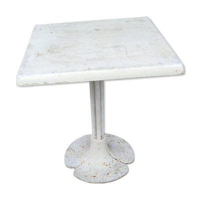 Table de jardin ou bistrot  pied acier et fibre plateau vers 1970