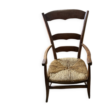Fauteuil en paille art populaire
