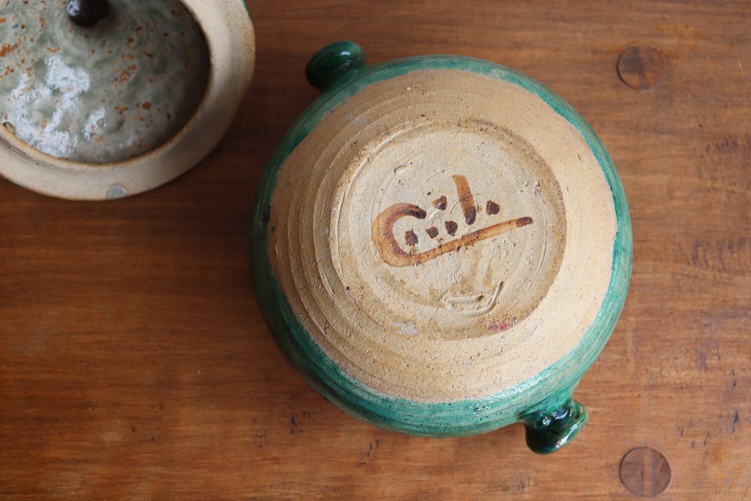 Vintage Celine Dein green ceramic pot