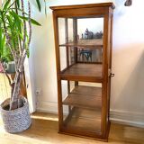 Vintage art deco wooden display case with mirrored back