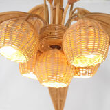 Coconut palm chandelier in rattan