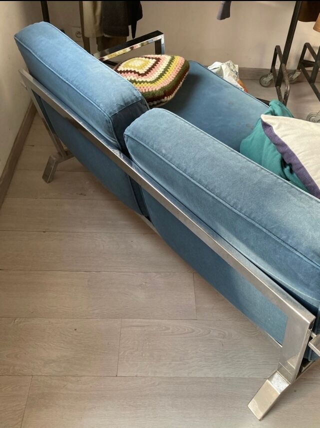 Vintage modernist sofa base chrome