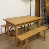 Solid oak farm table and benches