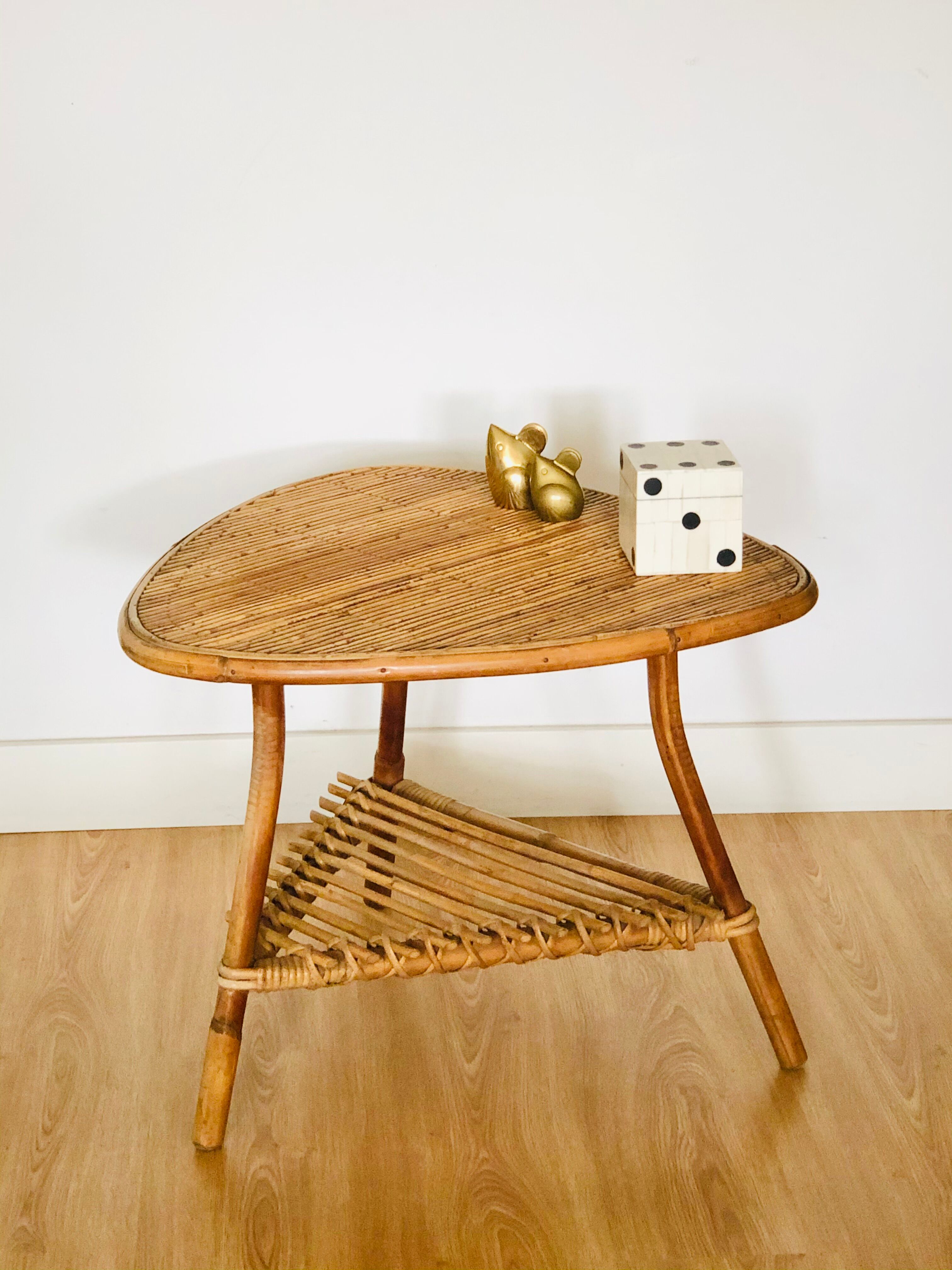 Coffee table, rattan and bamboo