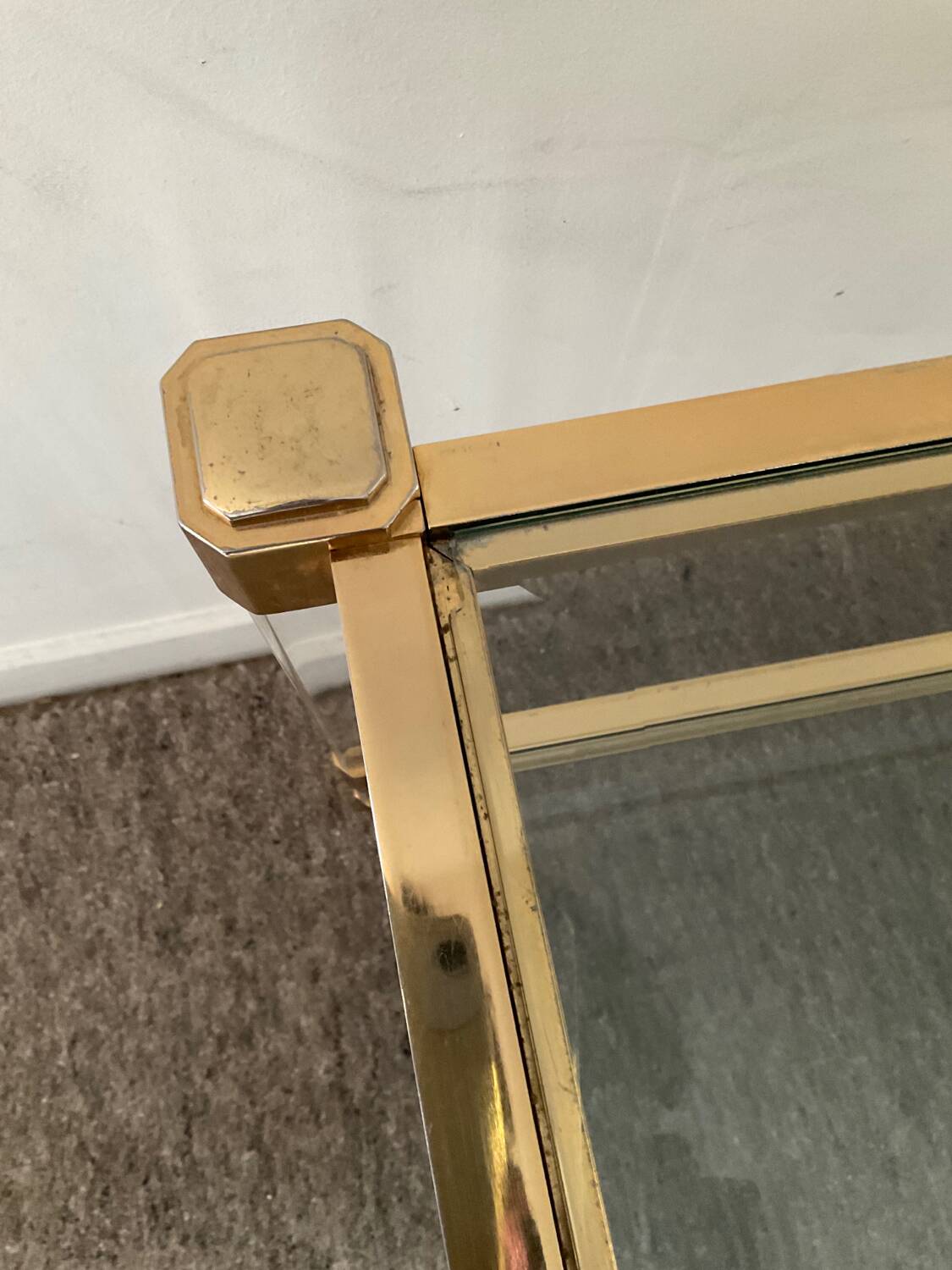 Vintage lucite and brass coffee table from the 70s