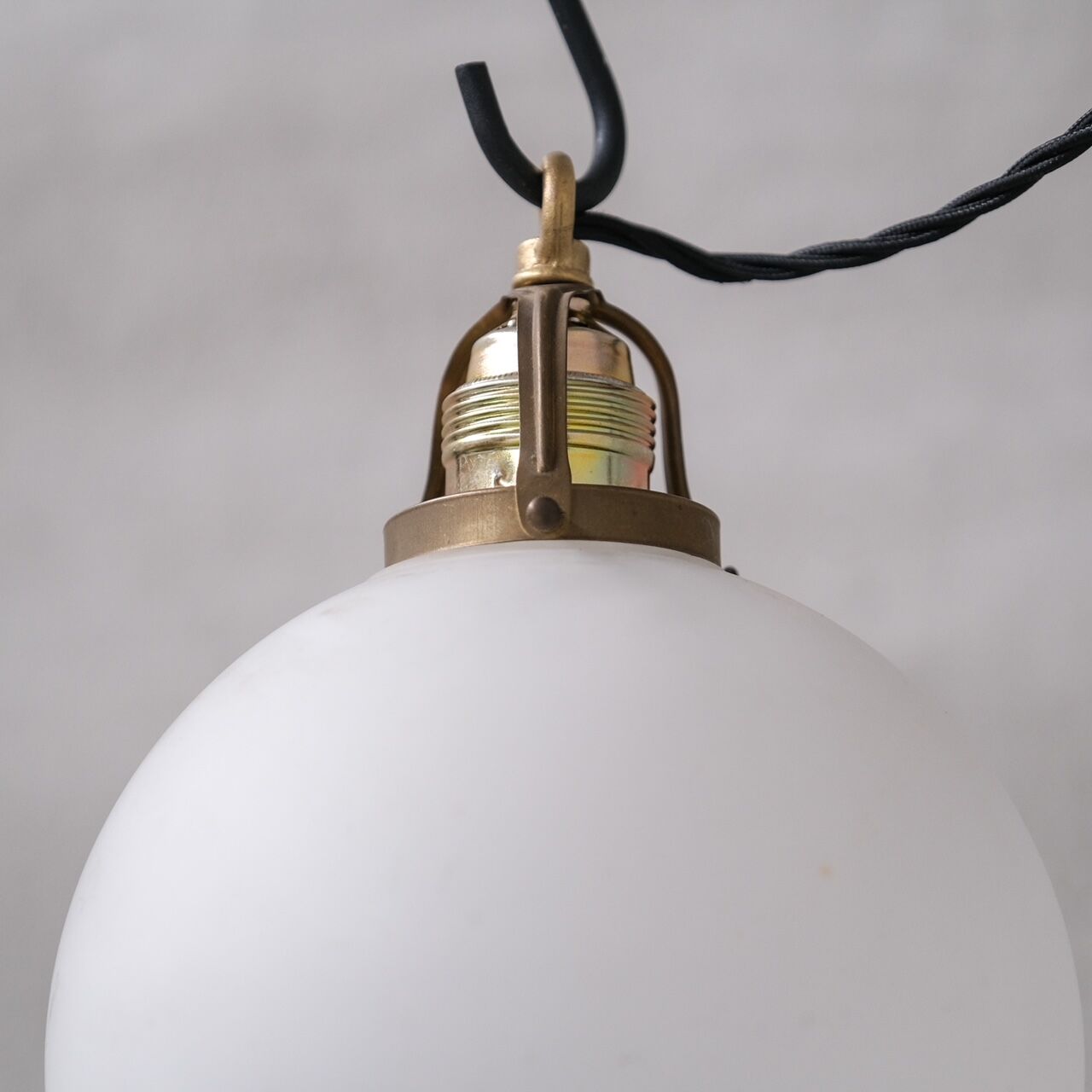 Pair of French Etched Mid-Century Glass Pendant Lights