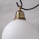 Pair of French Etched Mid-Century Glass Pendant Lights