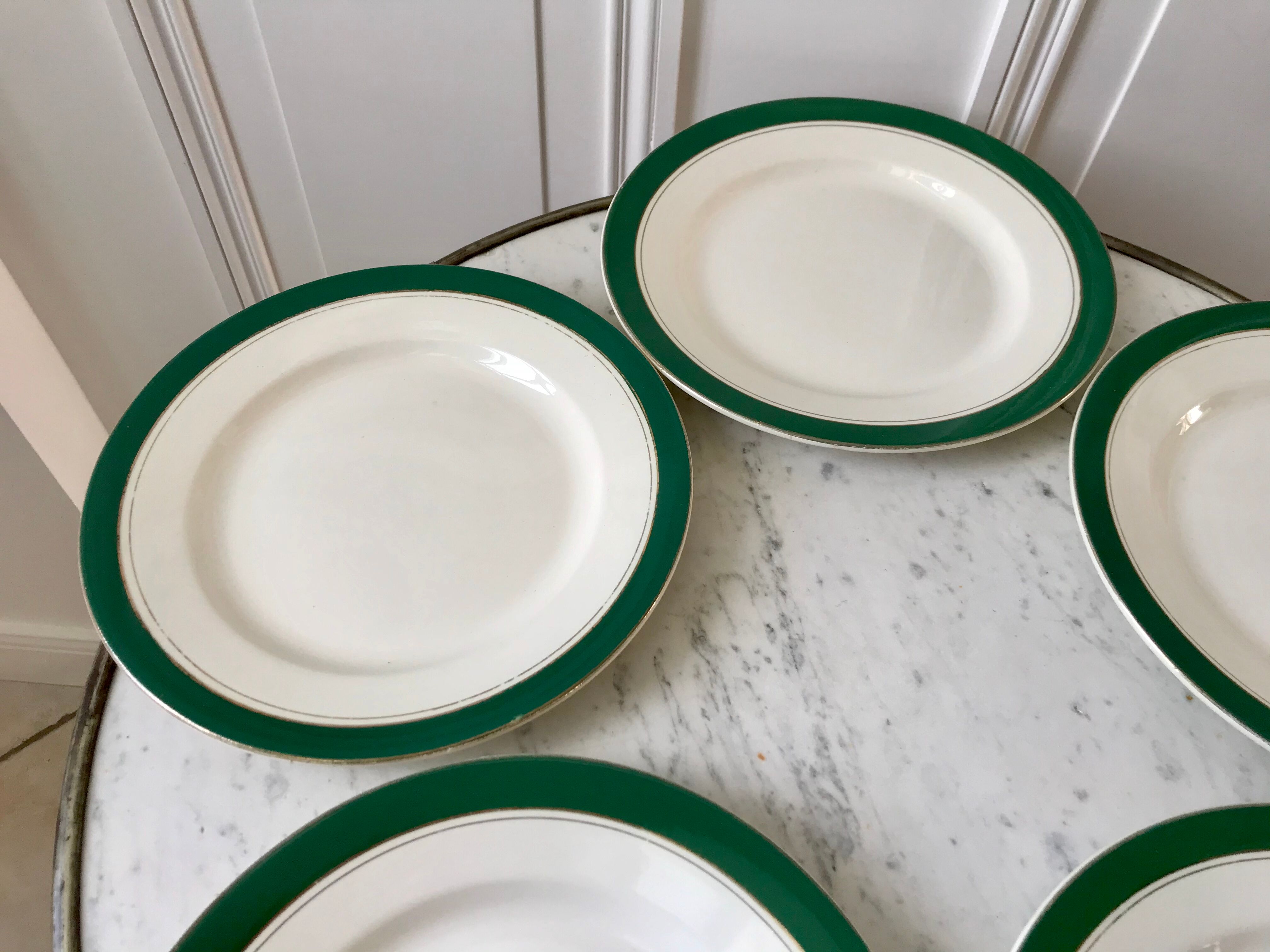 Set of 5 flat plates Digoin Sarreguemines model "Savoie" years 50-60