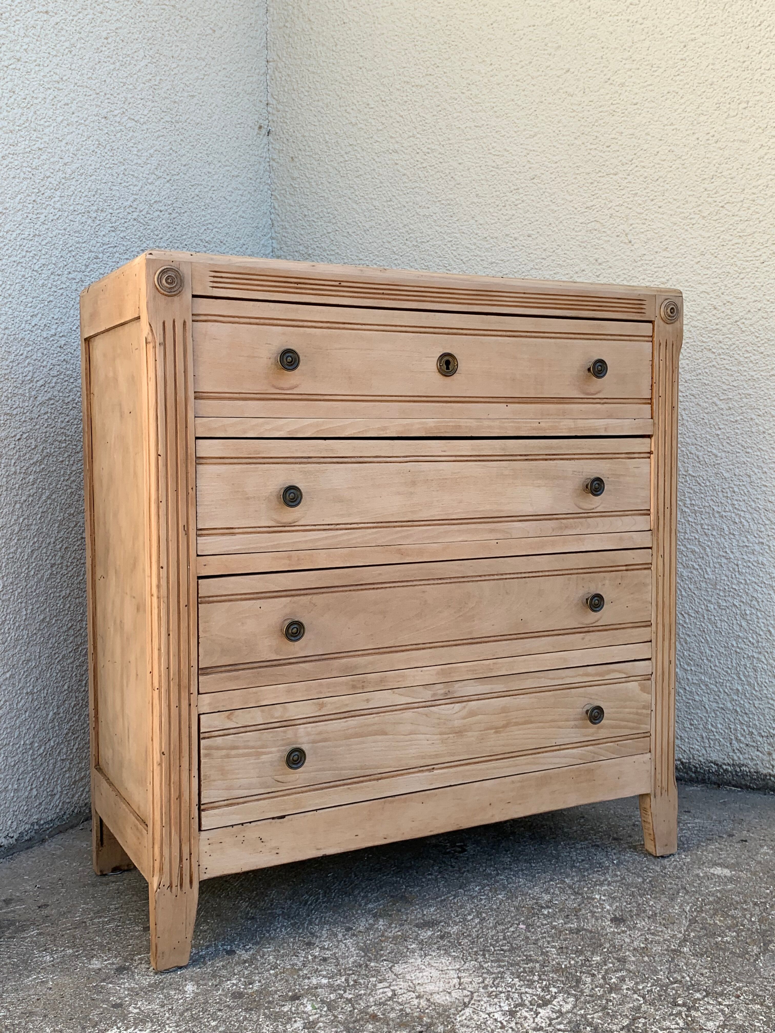 Parisian art deco chest of drawers raw wood