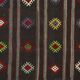 Turkish Kilim Yuruk Vintage 190x350 cm Geometric Patterns Black Multicoloured