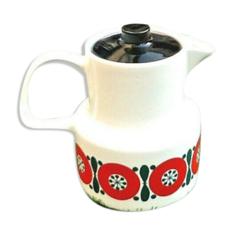 Années 1970  cafetière melitta   (porcelaine germany) décor rétro, rouge vif et vert