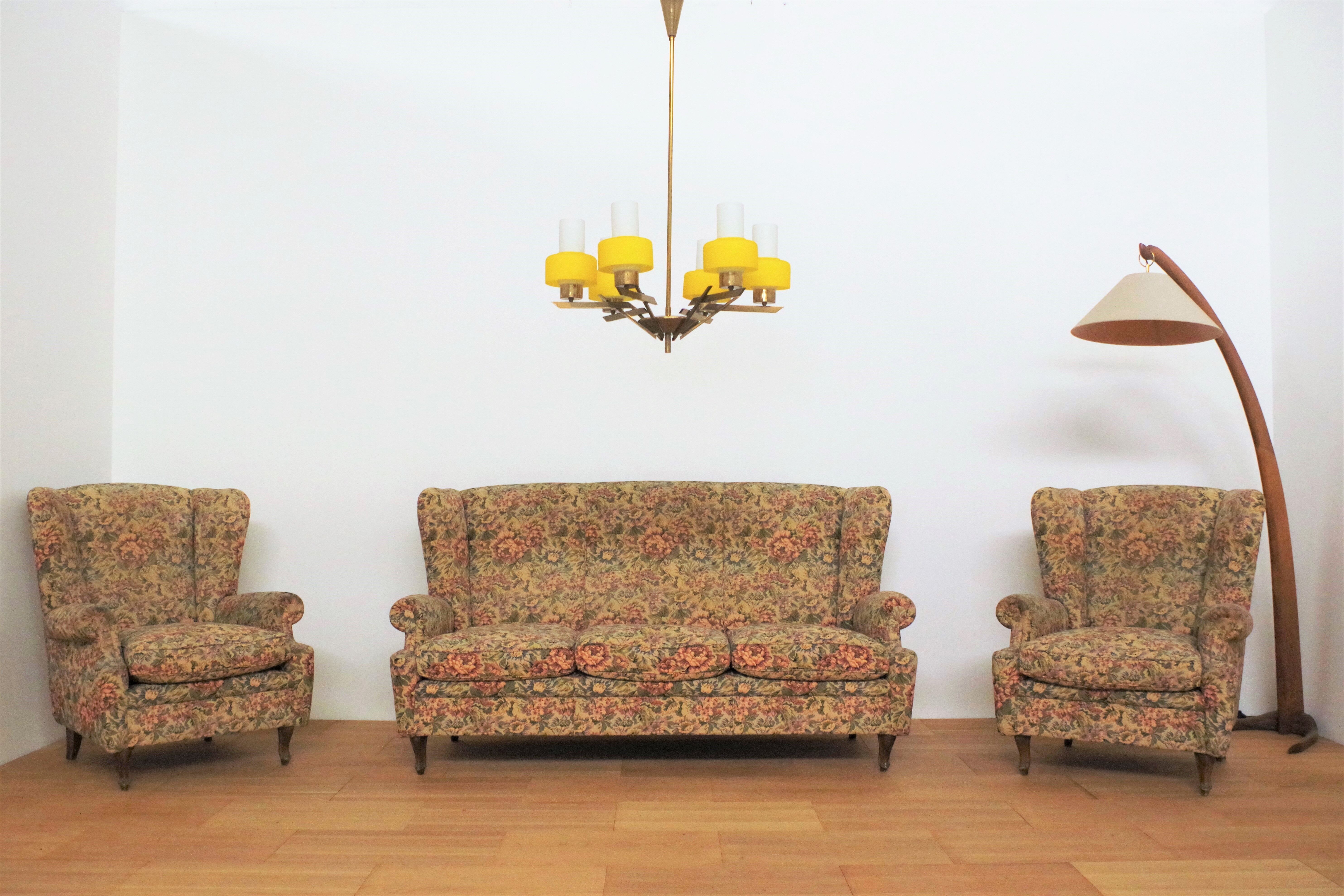 Baroque armchairs and sofa, 1950s, set of 3