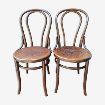 Paire de chaises de Bistrot 1900 Fischel Autriche