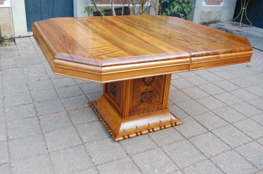 table art déco en noyer avec rallonges 14 couverts