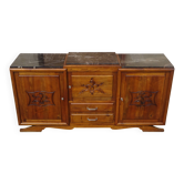 Enfilade en noyer massif, plateaux en marbre noir