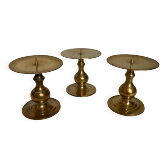 Trio de bougeoirs piques cierges en laiton