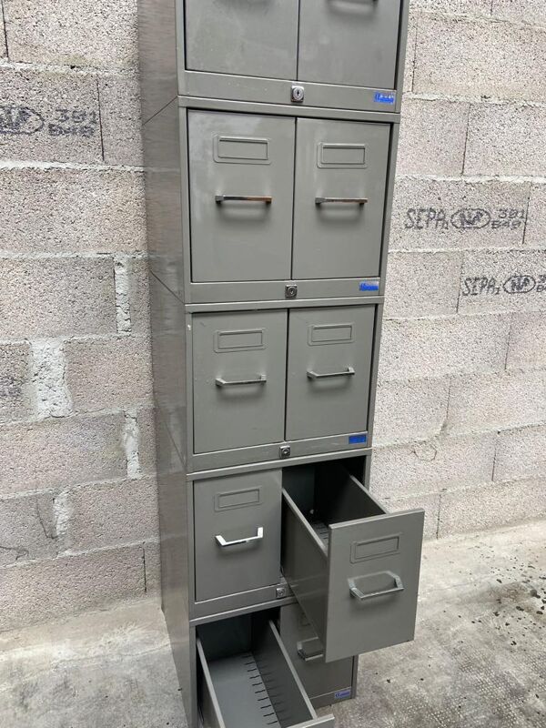 Meuble de métier meuble d'archivage modulable 8 tiroirs métal classeur industriel 1960s