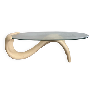 Abstract coffee table in the shape of a woman and marbled fiberglass