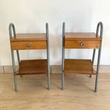 Pair of vintage boarding school bedside tables