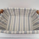 rectangular wicker storage pan with protective canvas cover