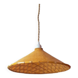 70s woven bamboo pendant light
