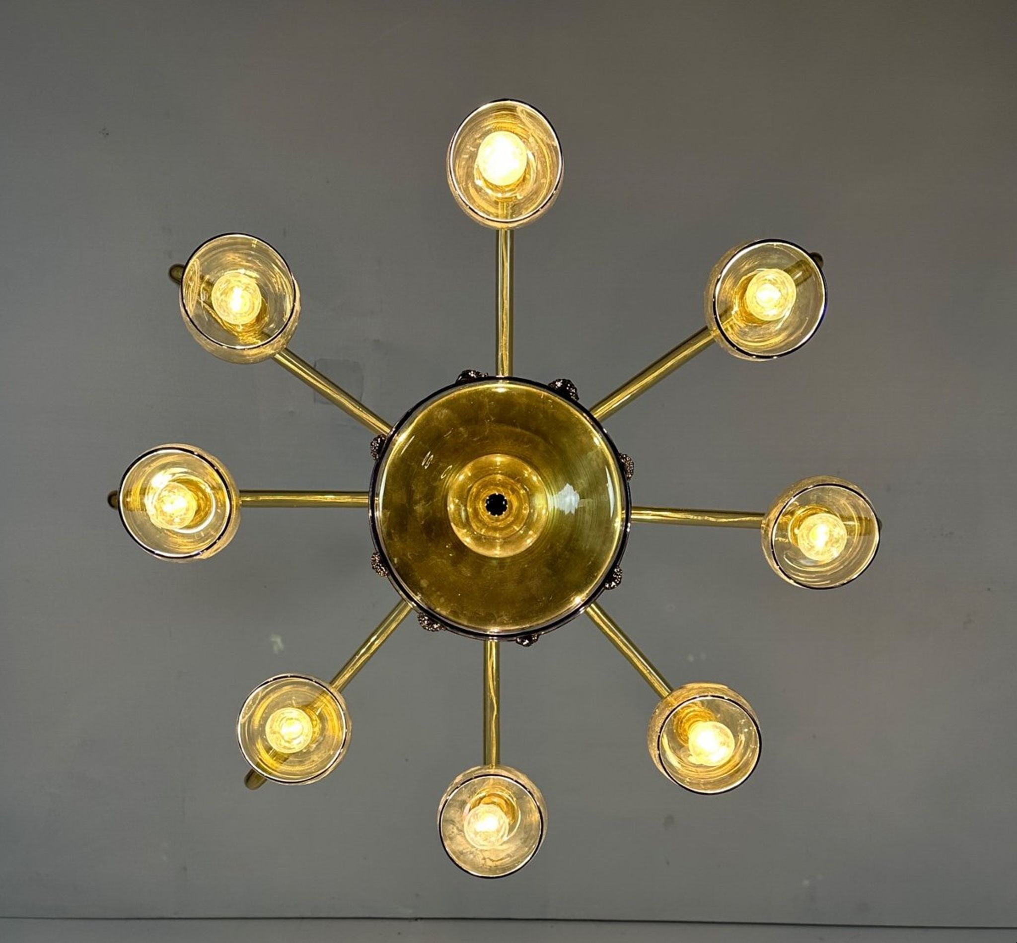 Venetian Art Nouveau chandelier in green and blue Murano glass circa 1920