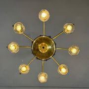 Venetian Art Nouveau chandelier in green and blue Murano glass circa 1920