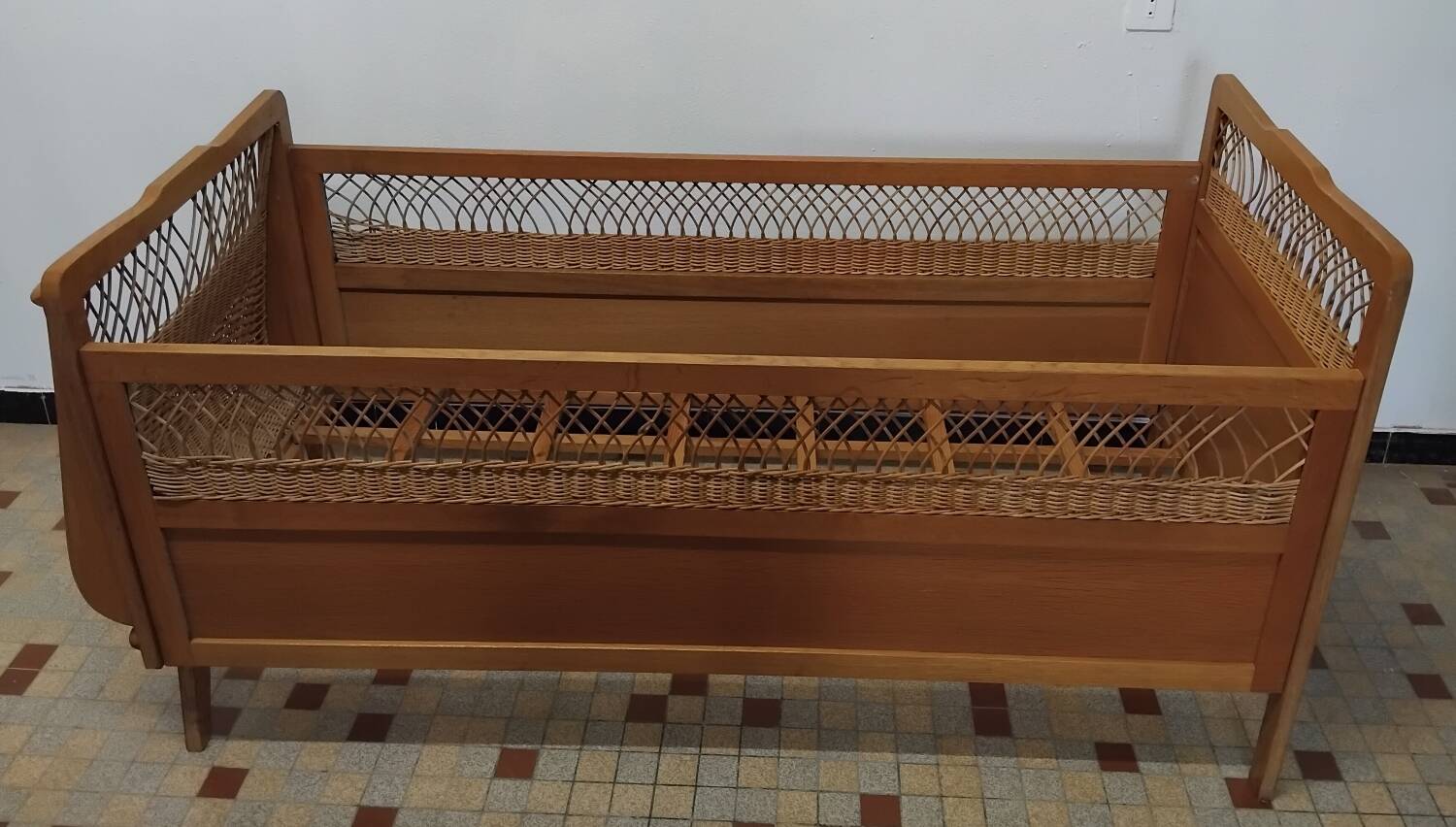 Vintage Rattan Baby Bed
