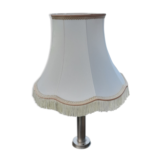 Pagoda lampshade in ecru silk, pink/beige stripe (diam 50 cm) vintage