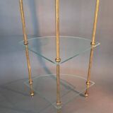 Neoclassical style 3-shelf corner cupboard in gilded brass, Circa 1950/1960.