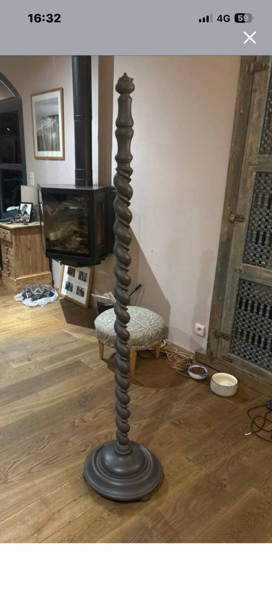 turned wooden lamp post base