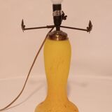 Lampe champignon pâte de verre jaune tacheté rouge