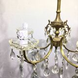 Lustre 5 lumières en laiton et pampilles