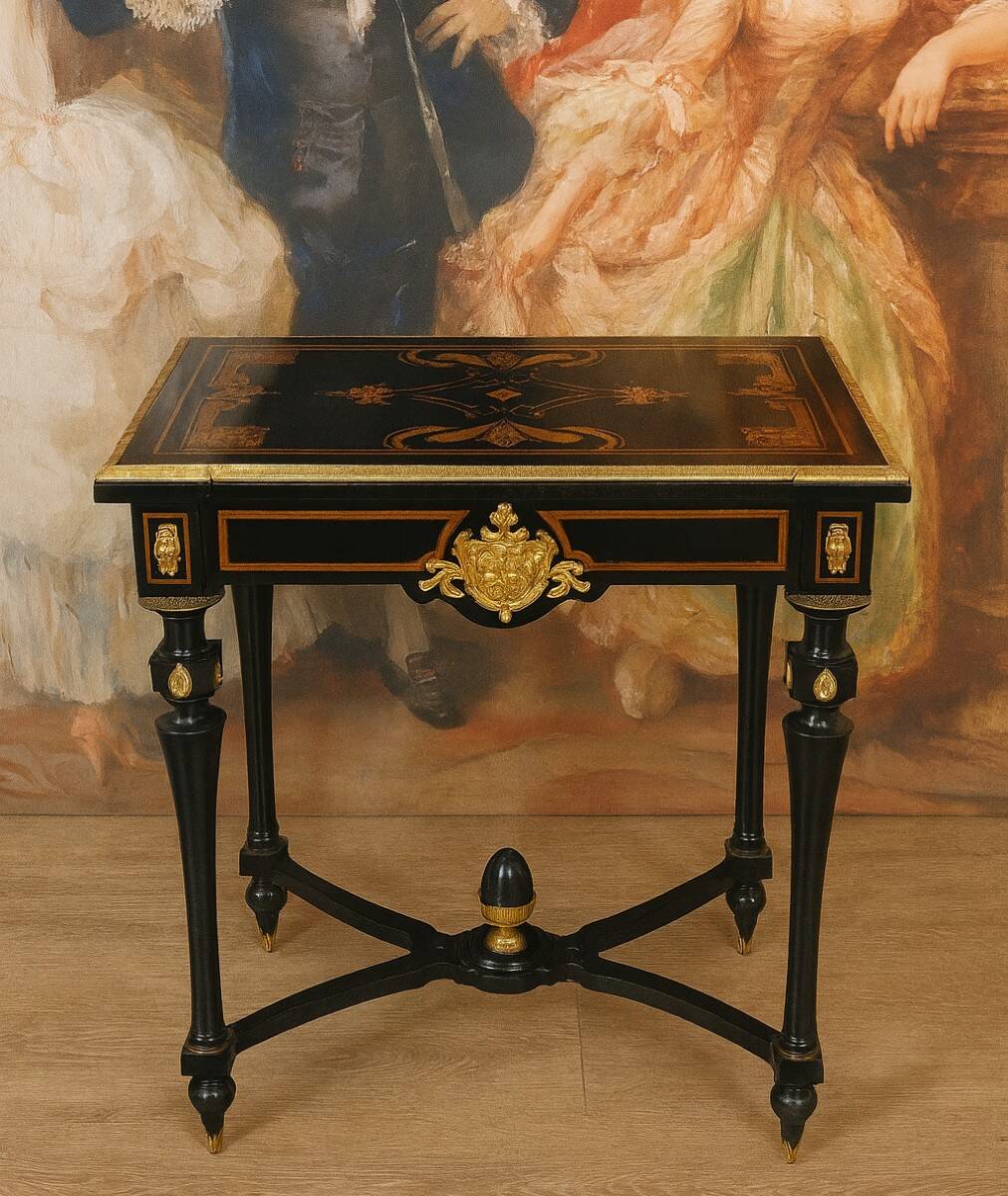 "Boulle" courtesy table from the Napoleonic III era in marquetry.