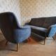 Fauteuil années 50 60  velour gris