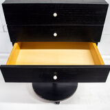 Bedside table shapes in wood and painted iron, marble details, 80s