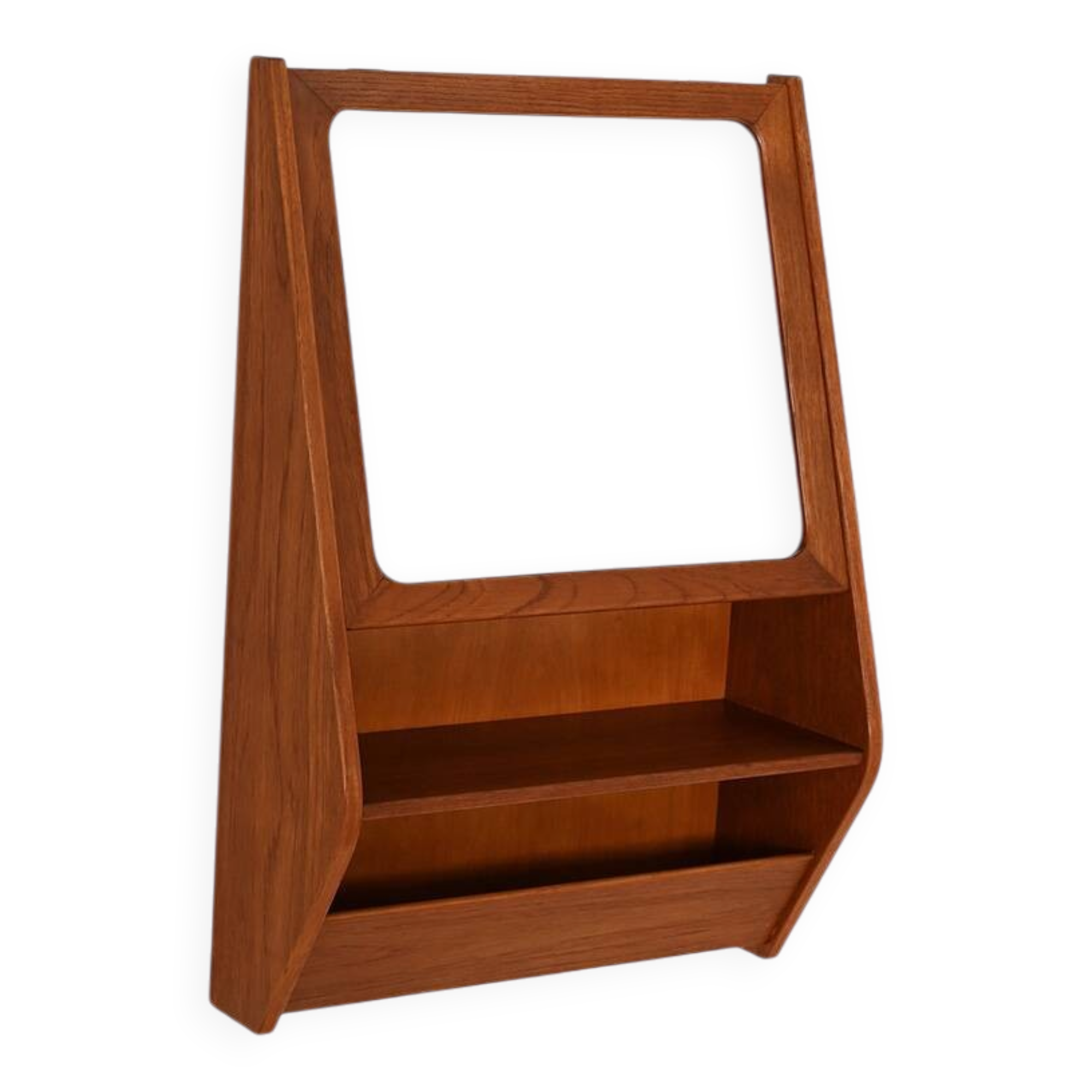 Scandinavian teak wall mirror with storage compartment, 1960s