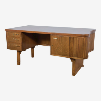 Art deco freestanding walnut desk, 1940s